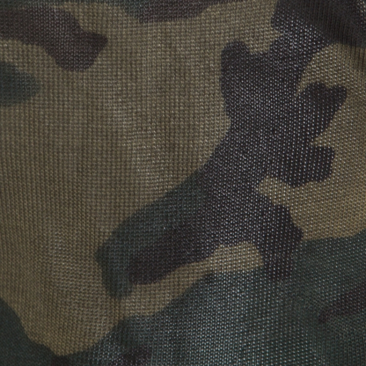 Pre Owned Christian Dior Green Metallic Camouflage Print Cropped Halter Top M