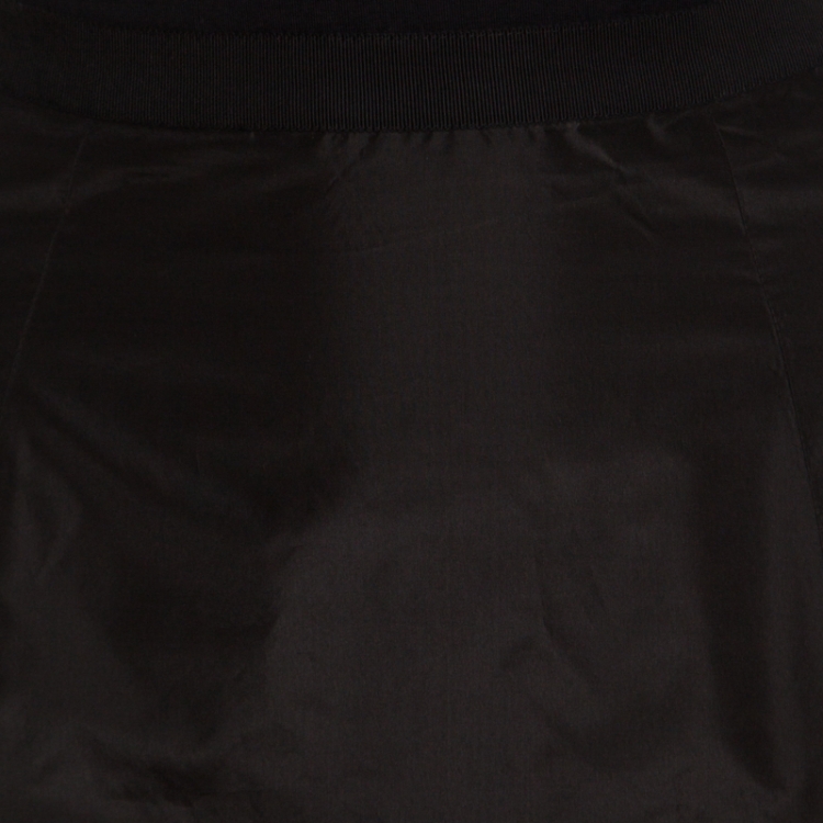 Pre Owned Dior Black Silk High Waist Mesh Insert Asymmetric Hem Flared Skirt S