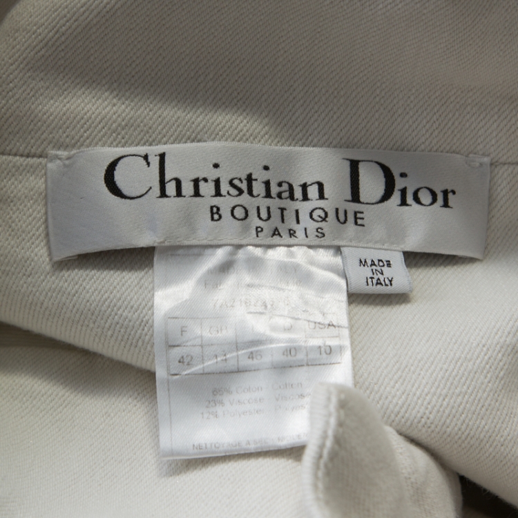 Pre Owned Dior Boutique White Cropped Denim Jacket L 