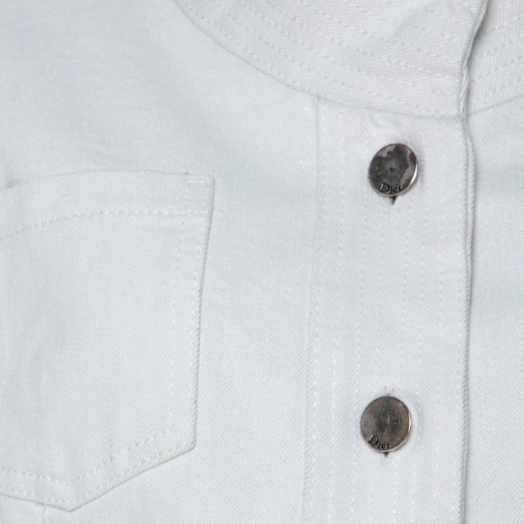 Pre Owned Dior Boutique White Cropped Denim Jacket L 