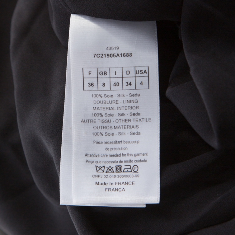 مملوكة مسبقًا Dior Black Floral Print Silk Ruffle Detail Dress S