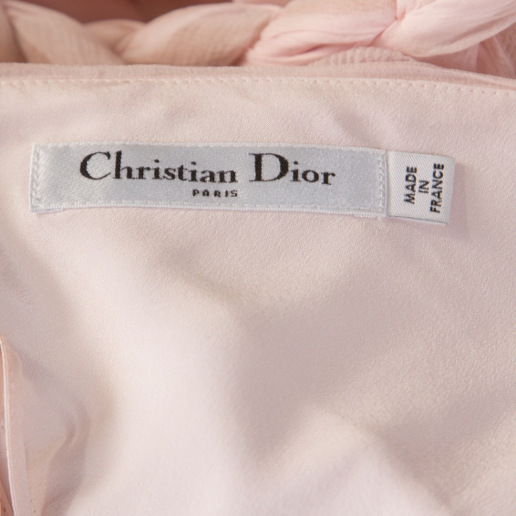 مملوكة مسبقًا Dior Pale Pink Silk Chiffon Twisted Strap Detail Cocktail Dress S 