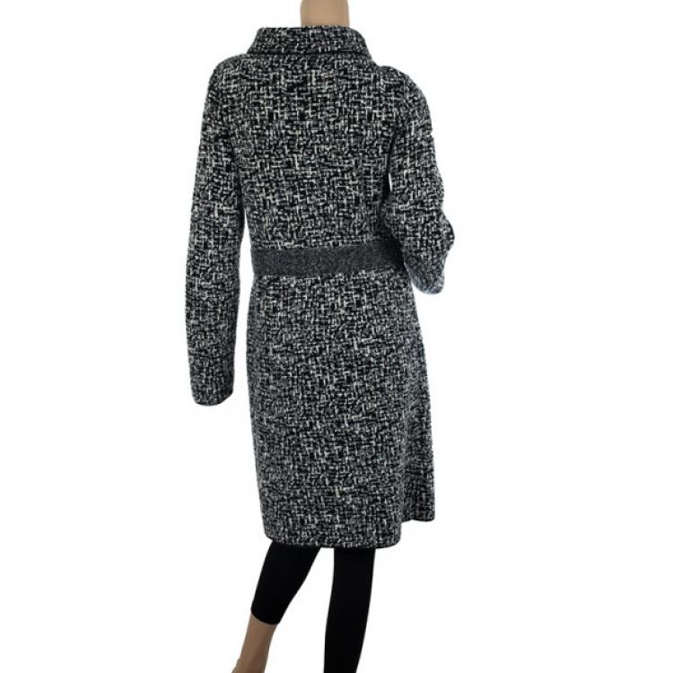 Pre Owned Christian Dior Tweed Trench Coat L