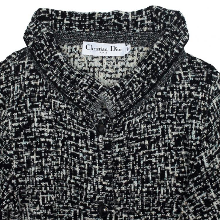 Pre Owned Christian Dior Tweed Trench Coat L