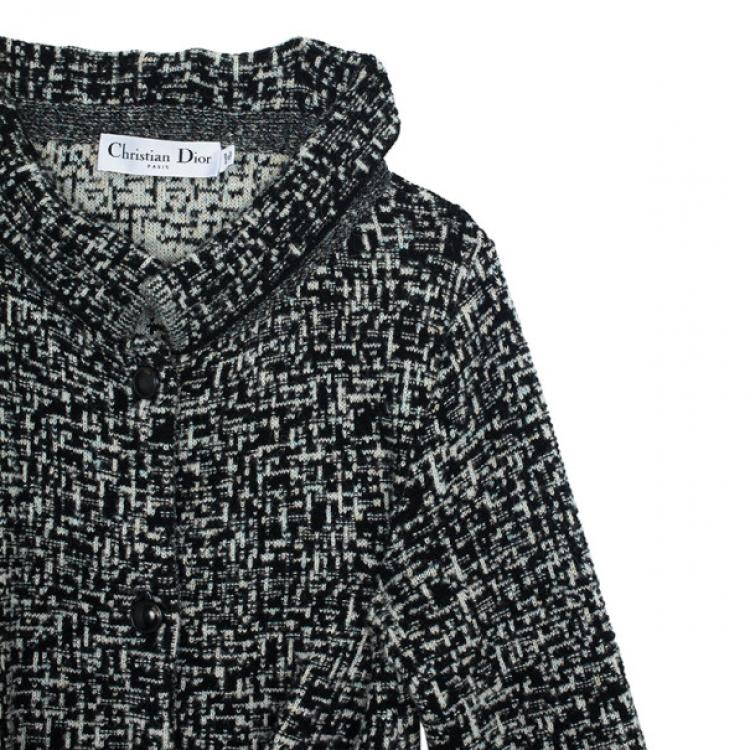 Pre Owned Christian Dior Tweed Trench Coat L