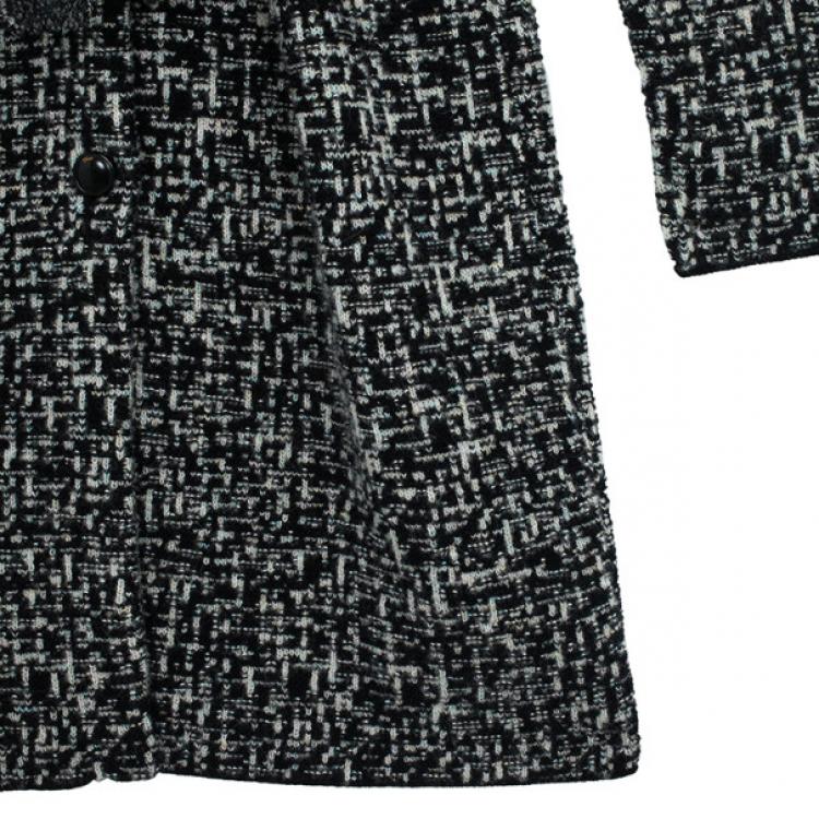 Pre Owned Christian Dior Tweed Trench Coat L