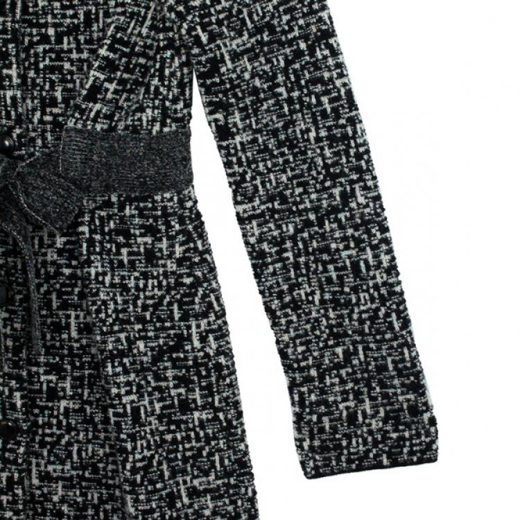 Pre Owned Christian Dior Tweed Trench Coat L