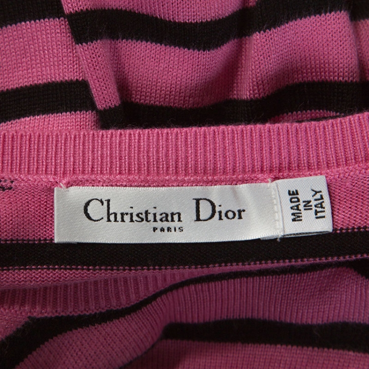 Pre Owned Dior Pink & Black Silk Knit J'Adior T-shirt M