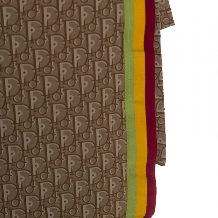 Pre Owned Dior Brown Stretch Knit Diorissimo Print Wrap Skirt S