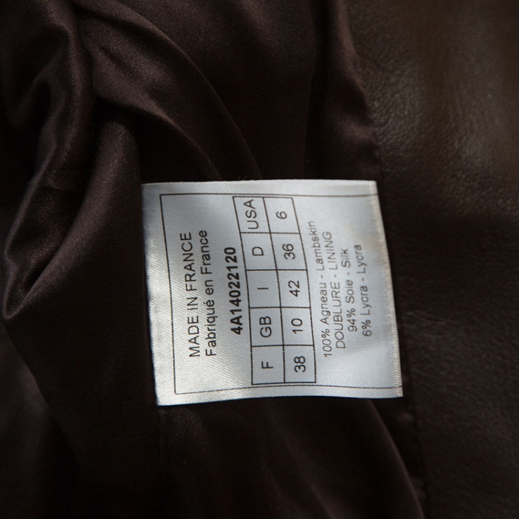 Pre Owned Christian Dior Boutique Brown Leather Belted Jacket M