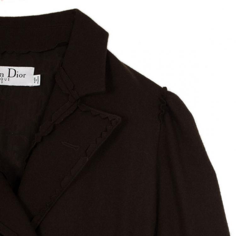 Pre Owned Christian Dior Brown Wool Trench Coat L
