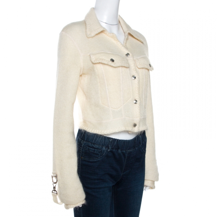Pre Owned Dior Boutique Vintage Off White Mohair Cropped Jacket M