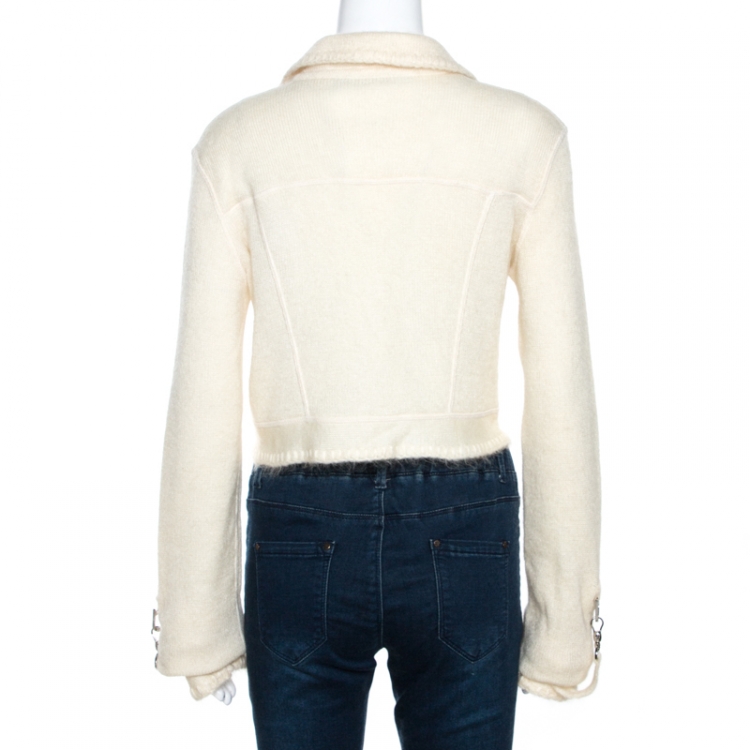 Pre Owned Dior Boutique Vintage Off White Mohair Cropped Jacket M