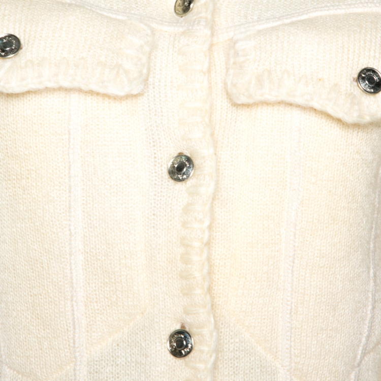 Pre Owned Dior Boutique Vintage Off White Mohair Cropped Jacket M