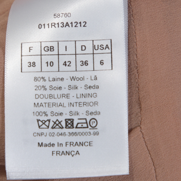 Pre Owned Dior Peach Wool and Silk Flared Midi Dress M