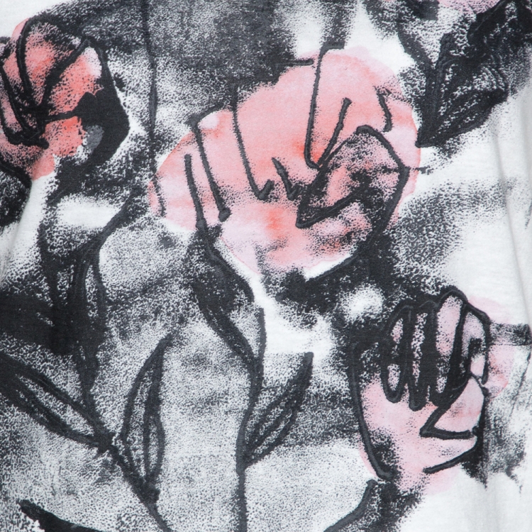 Pre Owned Dior Off White Flower Power Print Cotton Linen T-Shirt S