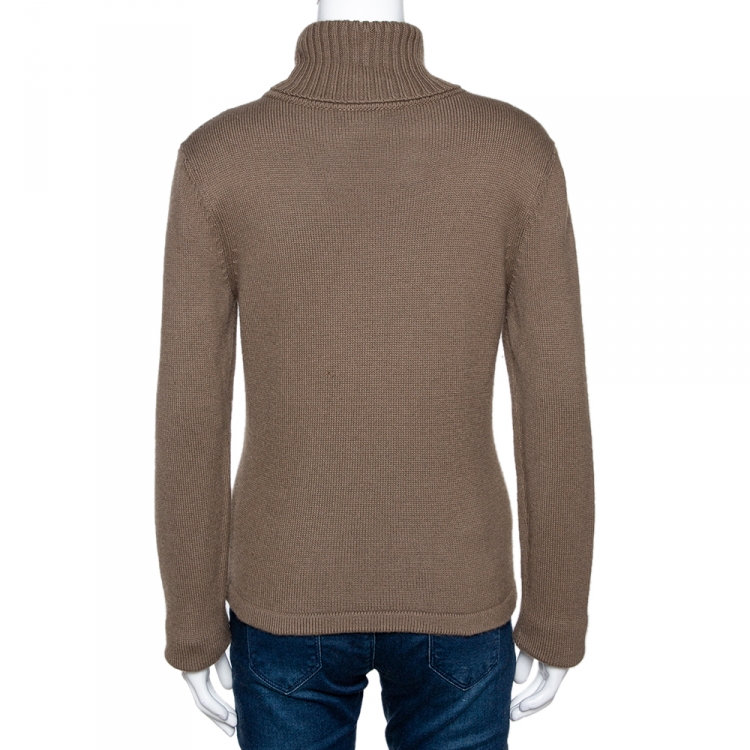 Pre Owned Dior Pale Brown Cashmere Turtle Neck Sweater M