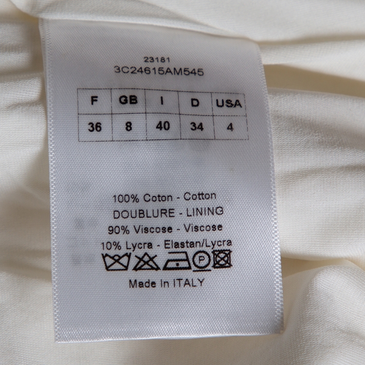 Pre Owned Dior Ivory Cotton Pointelle Knit Sleeveless A Line Dress S