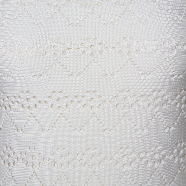 Pre Owned Dior Ivory Cotton Pointelle Knit Sleeveless A Line Dress S