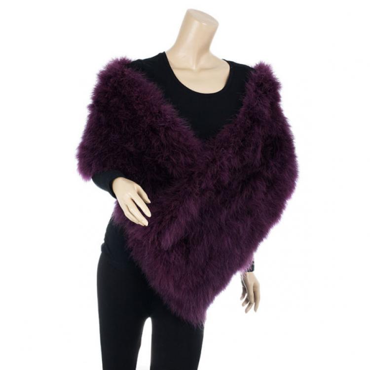 Pre Owned Christian Dior Purple Feather Stole