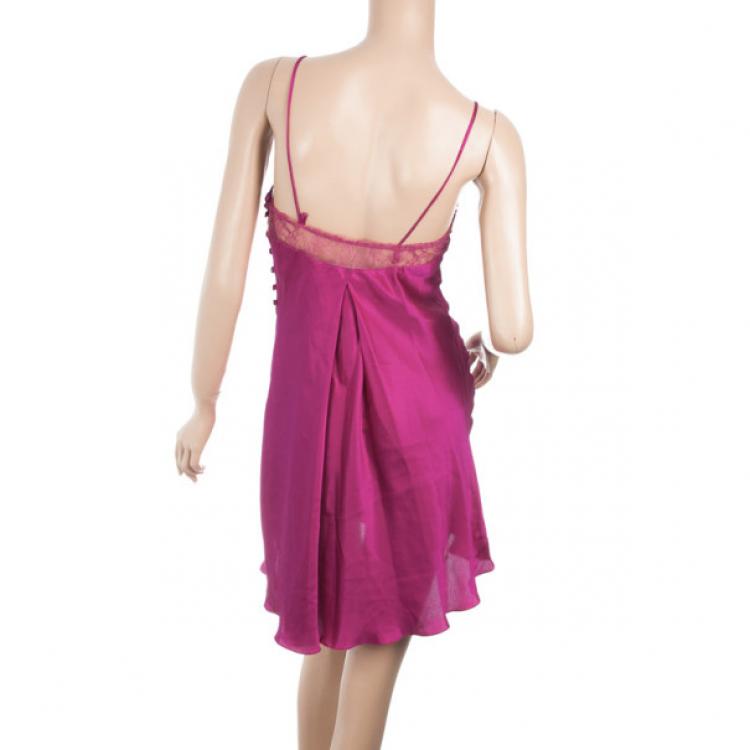 Pre Owned Christian Dior Pink Satin Night Gown S