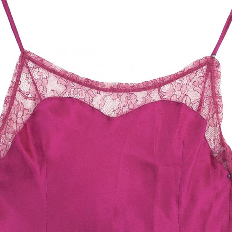 Pre Owned Christian Dior Pink Satin Night Gown S