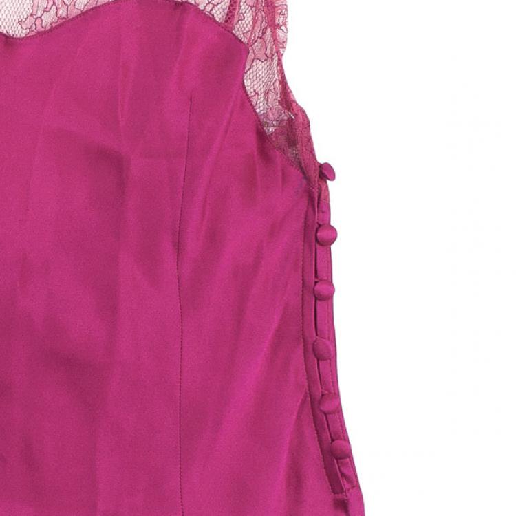 Pre Owned Christian Dior Pink Satin Night Gown S