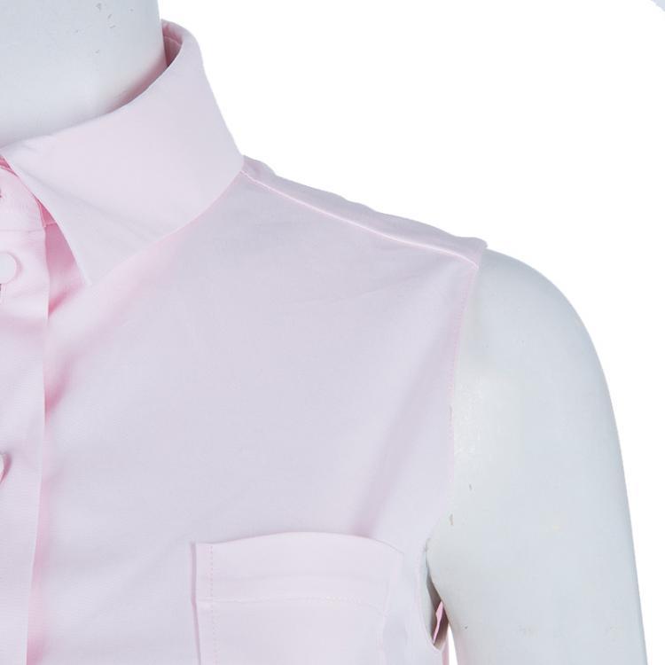 Pre Owned Dior Pink Shirt and Jaquard Skirt Matched Piping Detail Set S