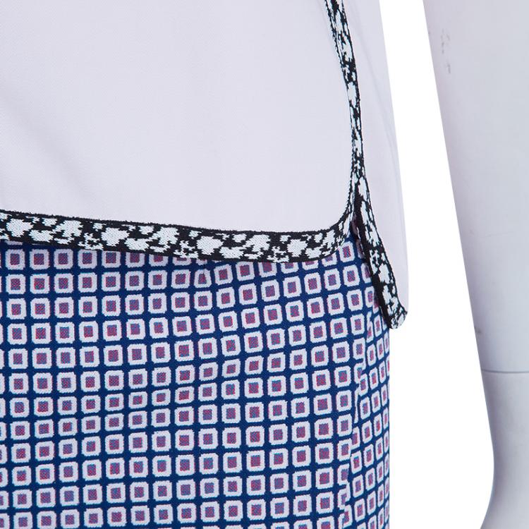Pre Owned Dior Pink Shirt and Jaquard Skirt Matched Piping Detail Set S