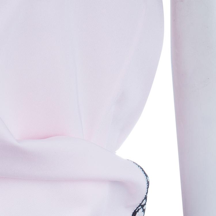 Pre Owned Dior Pink Shirt and Jaquard Skirt Matched Piping Detail Set S