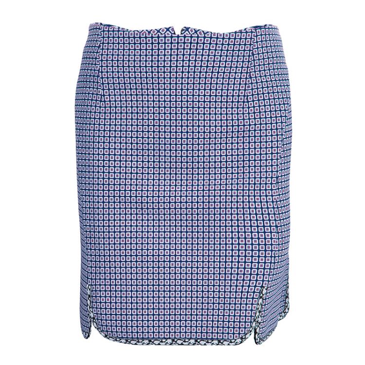Pre Owned Dior Pink Shirt and Jaquard Skirt Matched Piping Detail Set S