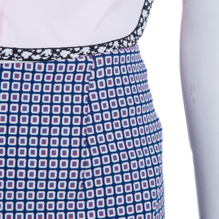 Pre Owned Dior Pink Shirt and Jaquard Skirt Matched Piping Detail Set S