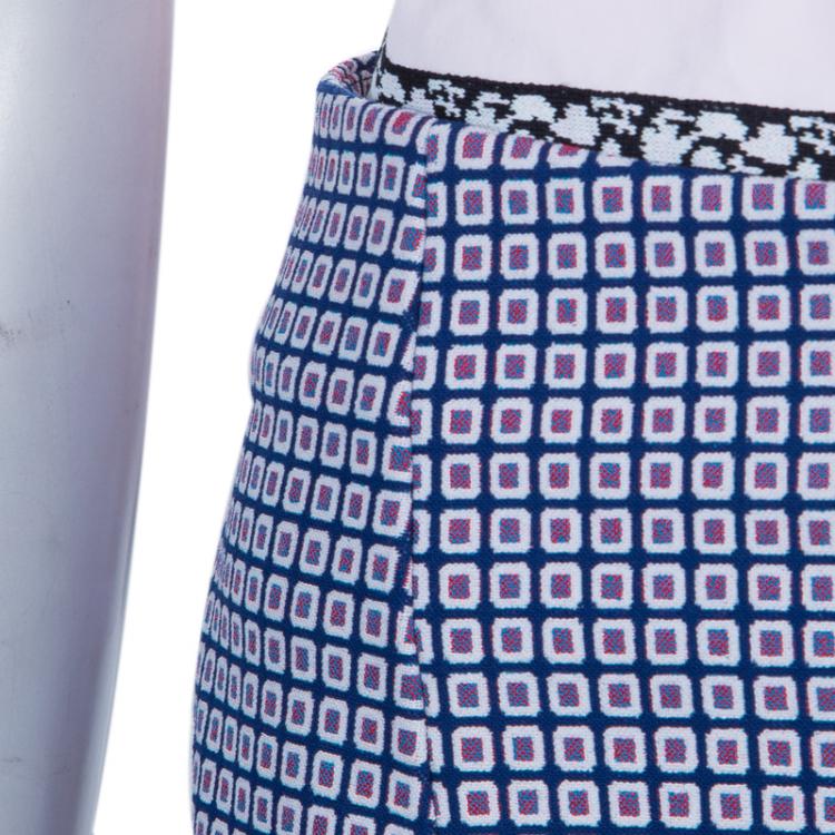Pre Owned Dior Pink Shirt and Jaquard Skirt Matched Piping Detail Set S