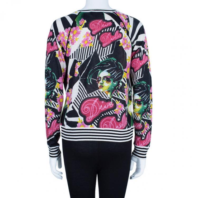 Pre Owned Dior Floral Knit Sweater M