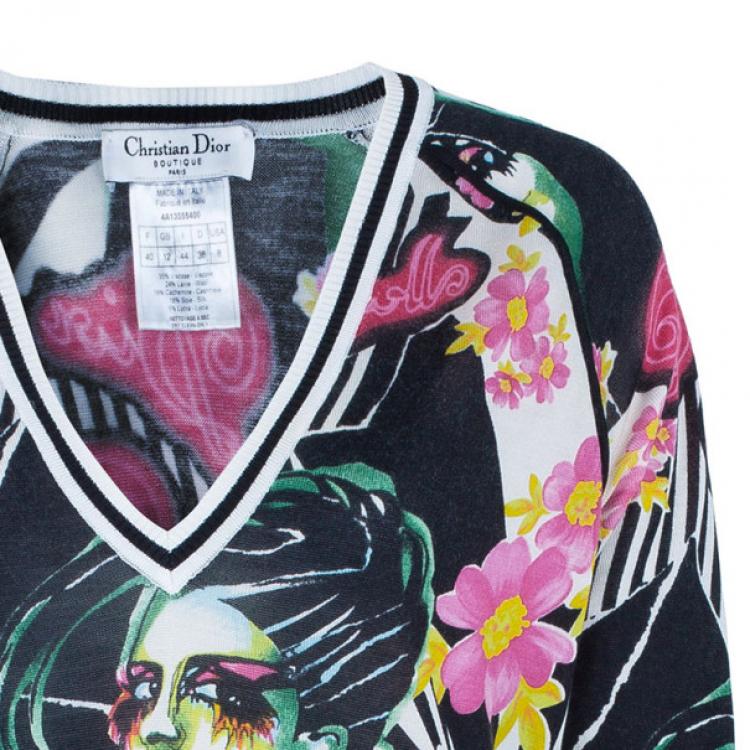Pre Owned Dior Floral Knit Sweater M