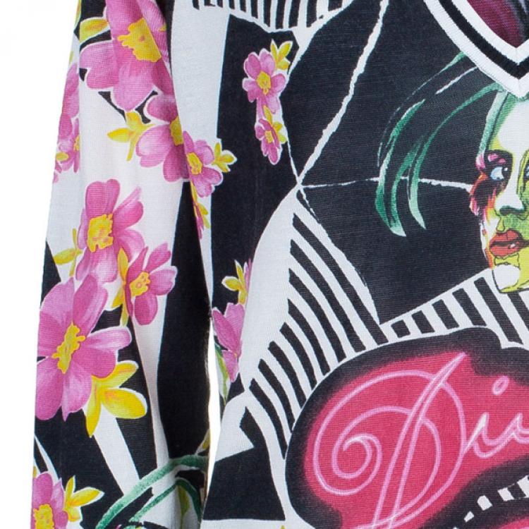 Pre Owned Dior Floral Knit Sweater M