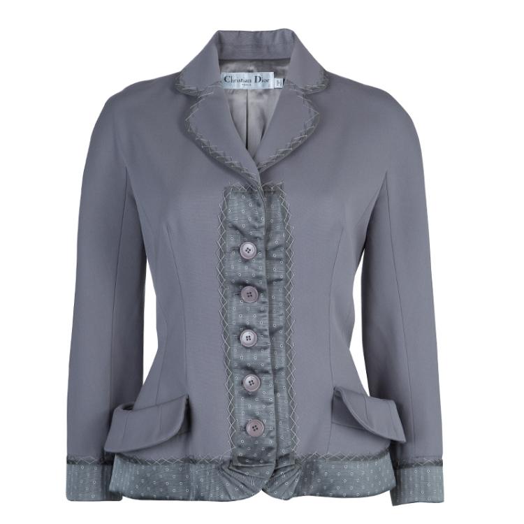 Pre Owned Dior Grey Wool Skirt Suit M
