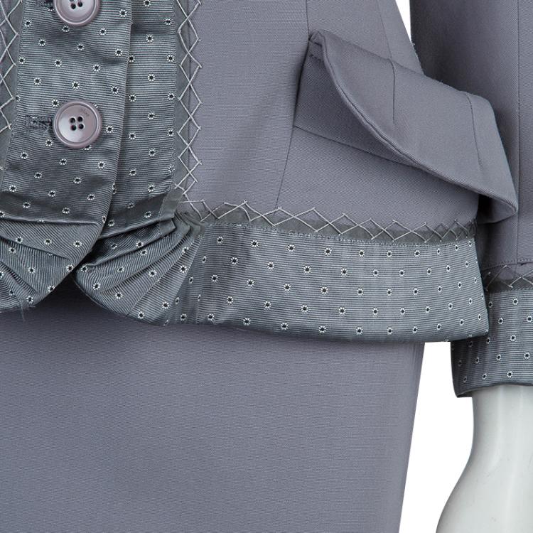 Pre Owned Dior Grey Wool Skirt Suit M