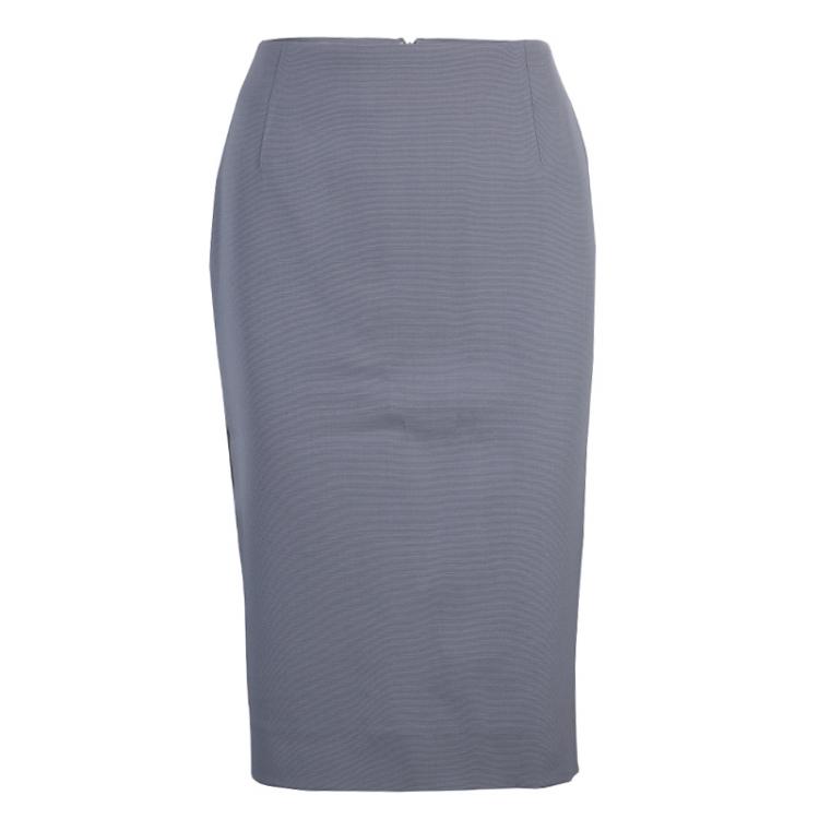 Pre Owned Dior Grey Wool Skirt Suit M