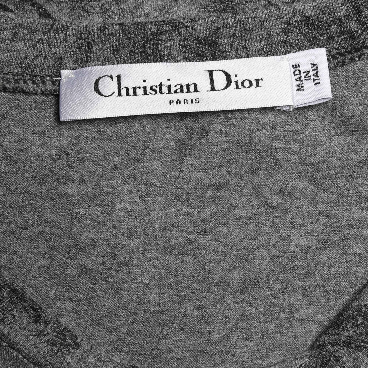 Pre Owned Dior Grey Jungle Print Jersey Diorodeo T-Shirt L