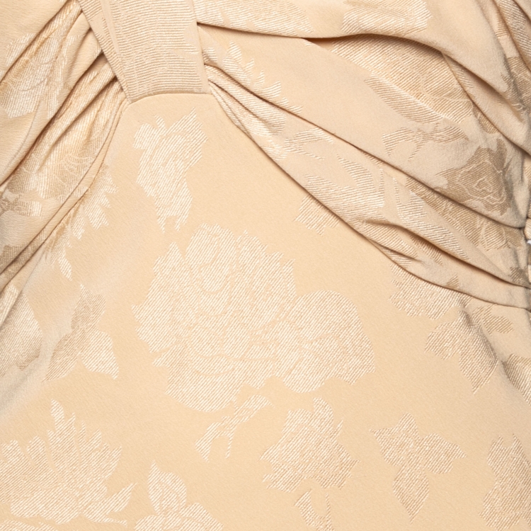 Pre Owned Dior Beige Floral Jacquard Silk Sleeveless Maxi Dress M