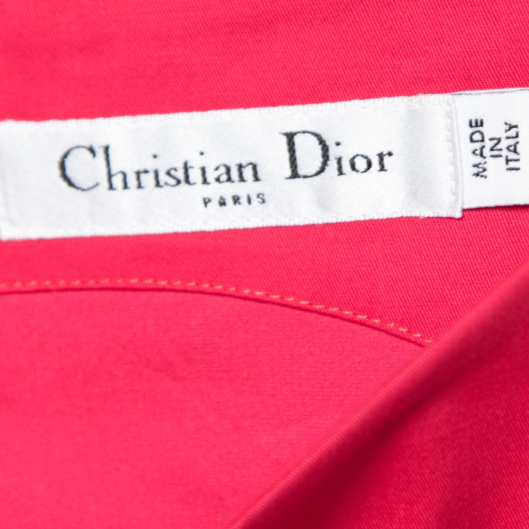 Pre Owned Dior Pink & Orange Paneled Cotton Sleeveless Midi Dress M