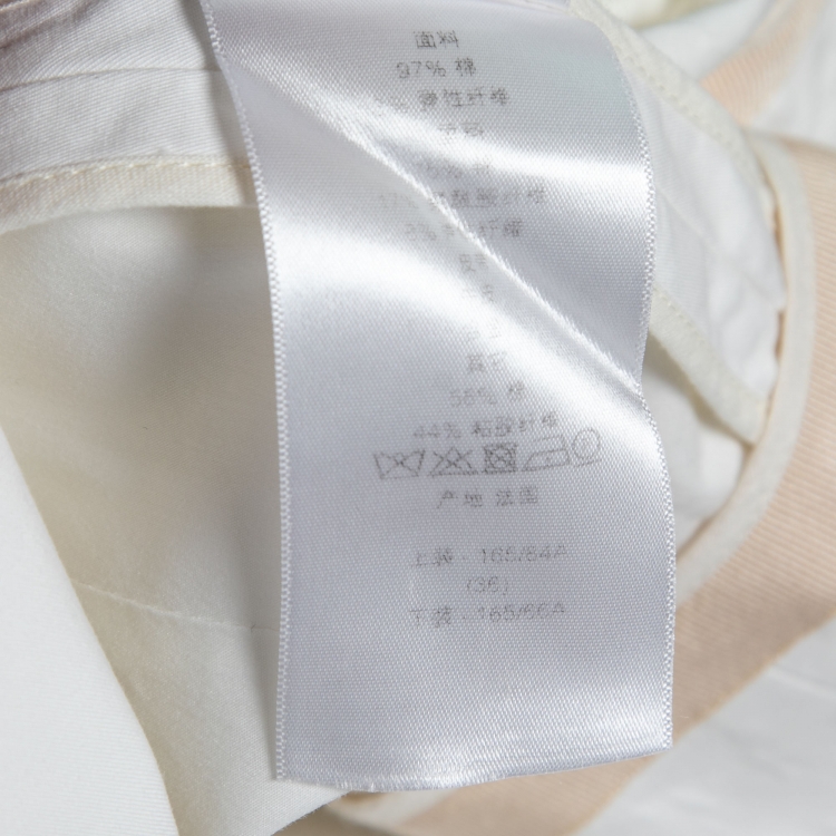Pre Owned Christian Dior White Cotton Pleated Peplum Top S
