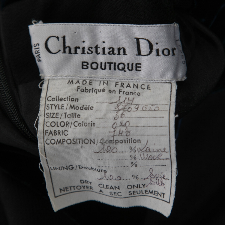 Pre Owned Christian Dior Boutique Vintage Black Wool Velvet Collared Top S
