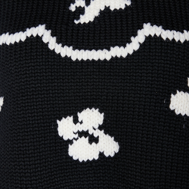 Pre Owned Christian Dior Black Intarsia Knit Scallop Hem Sweater M