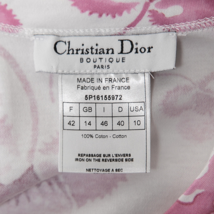 Pre Owned Christian Dior Boutique Vintage Pink Monogram Print Cotton Tank Top L