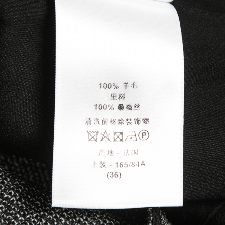 Pre Owned Christian Dior Grey Wool Belted Midi Dress S