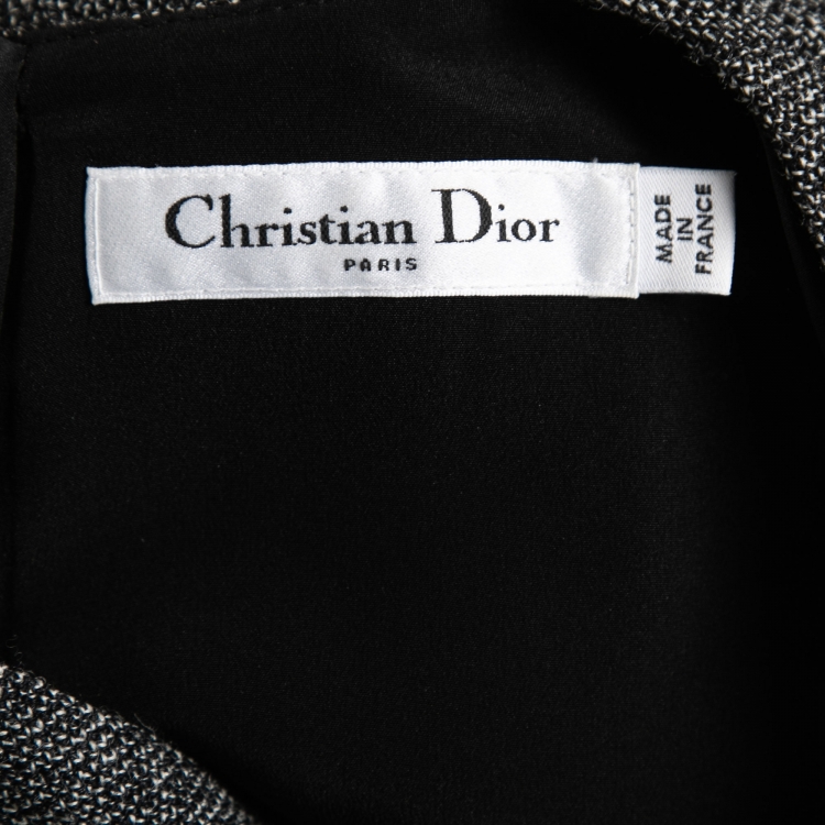Pre Owned Christian Dior Grey Wool Belted Midi Dress S