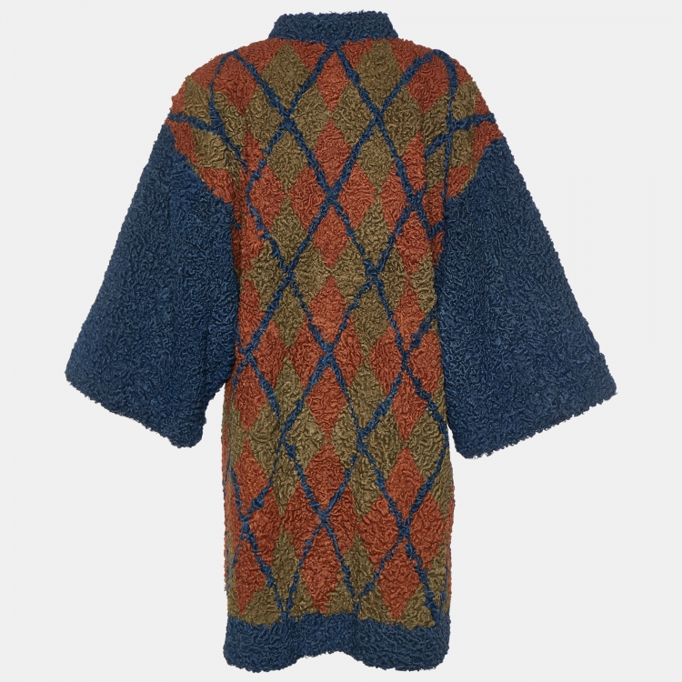 Pre Owned Christian Dior Vintage Multicolor Astrakhan Fur Coat M