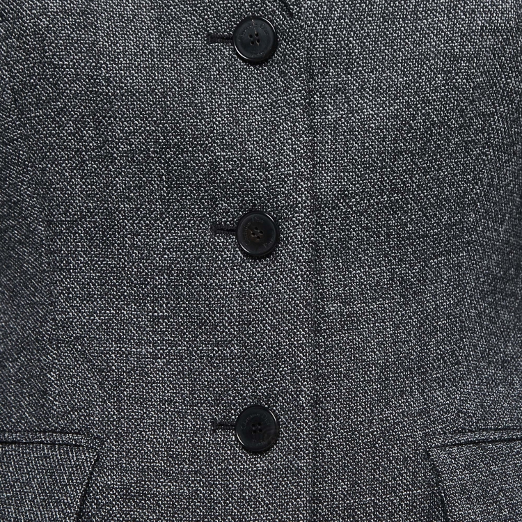 Pre Owned Christian Dior Grey Textured Wool Bar Jacket S